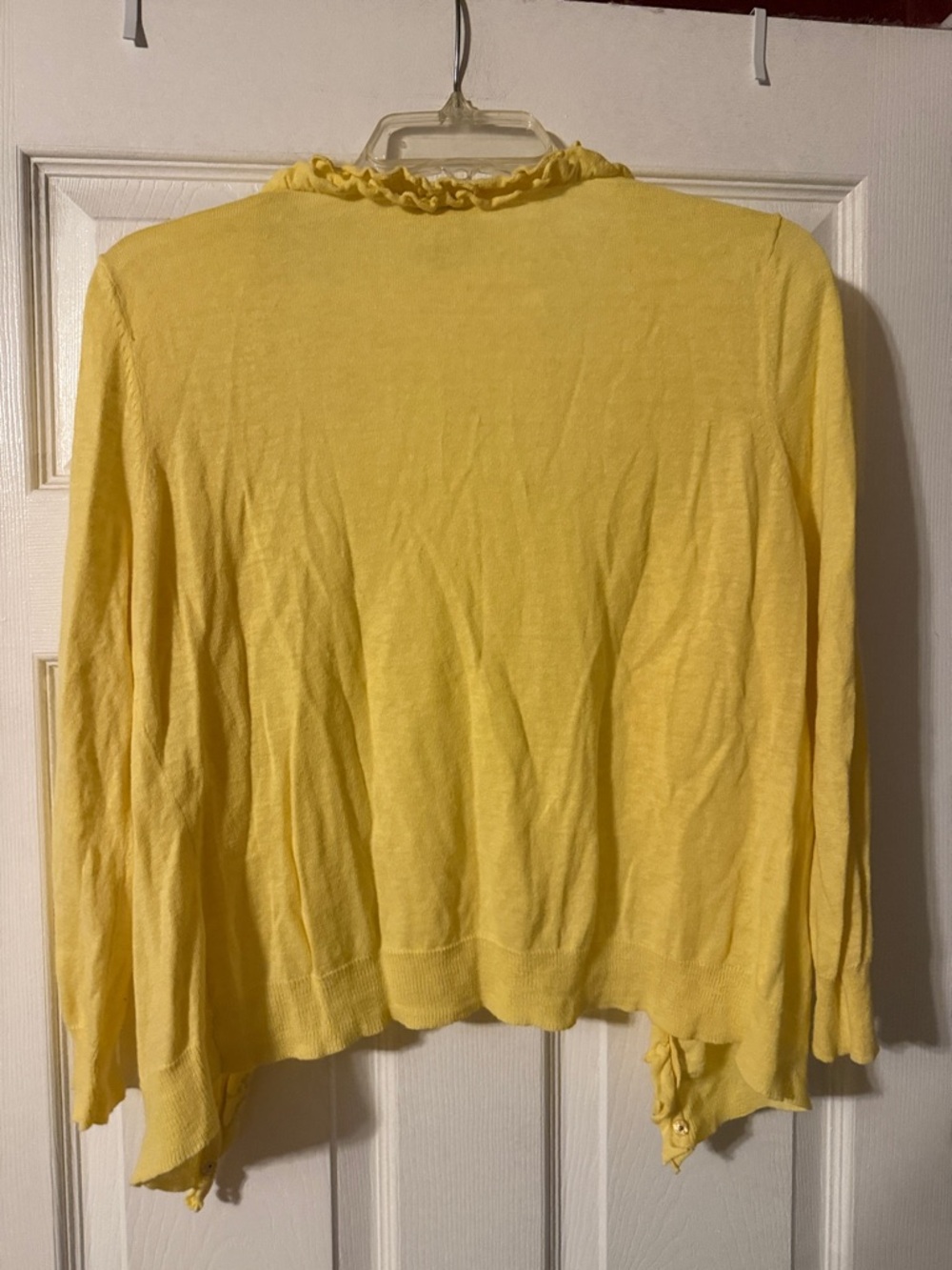 Yellow Ruffle Trim Cardigan - Picture 2 of 3